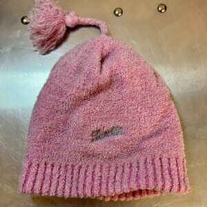 VINTAGE - Girl's Pink Barbie Beanie - With Pom Pom and Sparkles - Preloved